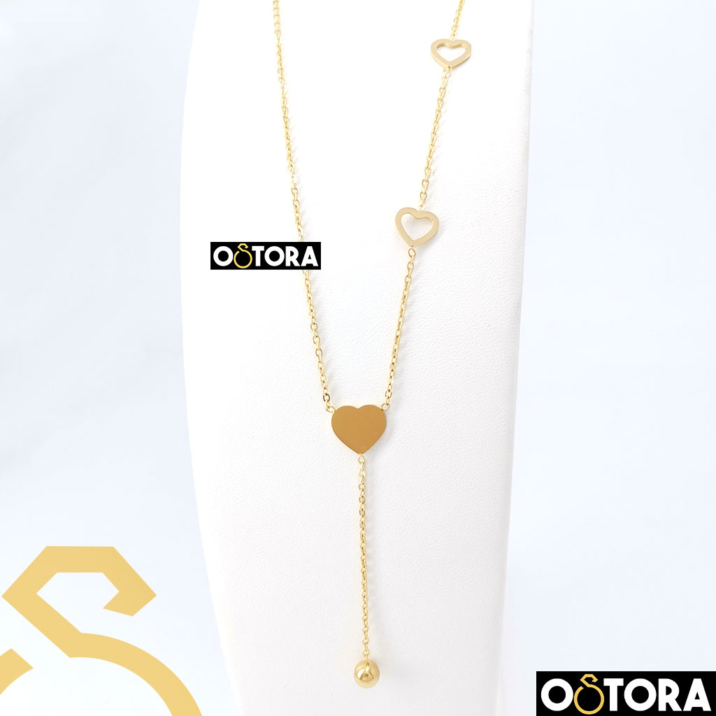 Stainless Steel Necklace Gold for women, It does not change color from water and sweat, To make you look fashionable and attractive.