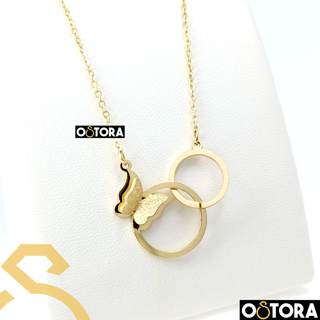 Stainless Steel Necklace Gold for women, It does not change color from water and sweat, To make you look fashionable and attractive.